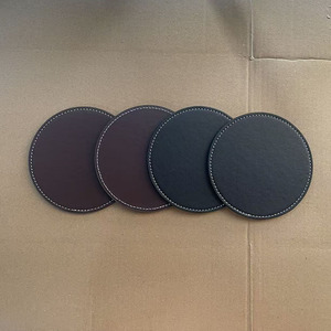 Custom Logo Cheap Price Wholesale Round Cup Coaster Pu Leather Coaster Set Pu Cup Coaster Cheap Cup Mat for Promotion