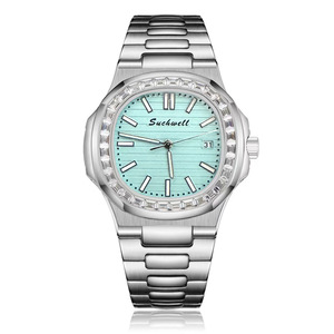 Suchwell Men's Quartz Watch Black Dial Stainless Steel Band Date Display Fashion Business Wristwatch - Product Image 3