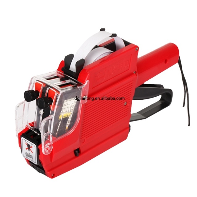 MX-6600 Red ABS Lightweight Supermarket Price Labeller Tag Gun Handheld Labeller Two Line Printing with 6-8 Digitals Price Gun