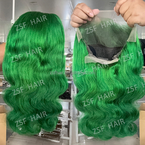 Parrucca Frontale in Pizzo Verde <span class=keywords><strong>Smeraldo</strong></span> con Onde Morbide, Densità 250%, 13x6 HD, Senza Colla, Capelli Umani Indiani Ricci Naturali - Product Image 1