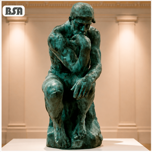 Sculpture Le Penseur en <span class=keywords><strong>Bronze</strong></span> Patiné Vert, Réplique <span class=keywords><strong>de</strong></span> <span class=keywords><strong>Rodin</strong></span>, Statue <span class=keywords><strong>de</strong></span> l'Homme Réfléchissant, Personnalisée pour Galerie Intérieure, Œuvre d'Art - Product Image 1