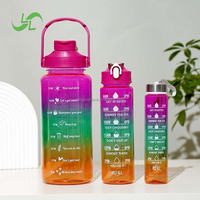 3-In-1 Transparante Gradiënt Sportwaterbeker Set Grote Capaciteit Fruit Infuser Waterfles Voor Draagbaar En Kampvriendelijk