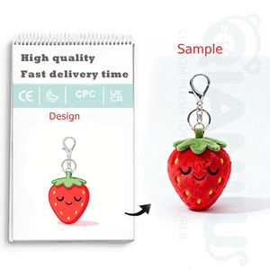 QIANJIU personalizzato simpatico cartone animato Macarons ciondolo farcito portachiavi zaino portachiavi in peluche fragola portachiavi - Product Image 1