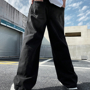 Jean décontracté <span class=keywords><strong>Qiyi</strong></span> pour homme, respirant, brodé, en denim noir, avec poche avant, coupe droite, fermeture éclair, délavé foncé, idéal pour l'hiver - Product Image 2