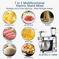 Mélangeur sur socle de cuisine numérique Mélangeur de pâte puissant Mélangeur de nourriture multifonctionnel en acier inoxydable avec hachoir à viande 1.5L