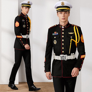 Vêtements de travail de <span class=keywords><strong>garde</strong></span> d'hôtel d'aéroport royal noir personnalisé sur mesure manteau épais de veste d'uniforme de sécurité d'hôtel pour hommes - Product Image 3