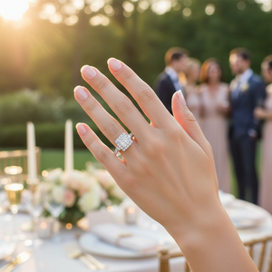 Bague de fiançailles et de mariage pour femme en or blanc avec diamants taille princesse et taille rond brillant 0,50 carat, sertis à griffes, au meilleur prix - Product Image 3