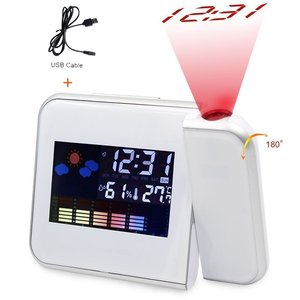 <span class=keywords><strong>Station</strong></span> <span class=keywords><strong>météo</strong></span> numérique <span class=keywords><strong>avec</strong></span> rétroéclairage LCD, <span class=keywords><strong>projection</strong></span> de l'<span class=keywords><strong>heure</strong></span>, horloge de bureau <span class=keywords><strong>avec</strong></span> alarme, température et humidité pour la maison, le bureau, la chambre, OEM - Product Image 2