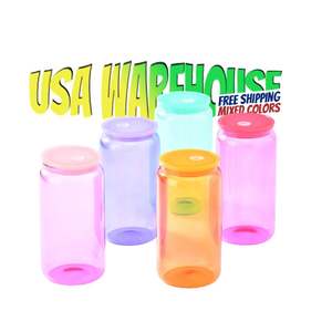 Mug en verre dépoli transparent pour sublimation 16oz, style canette de bière, avec couvercle en bambou et pailles, entrepôt USA - Product Image 4