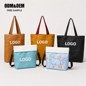 Wholesale Custom Logo Washable Paper Paper <b>Bag</b> Waterproof Lightweight <b>Reusable</b> Tote Shopping Shoulder <b>Bag</b> OEM - Product Image 1