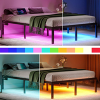 Fabrikverkauf: Eisen-Doppelbett mit RGB-Beleuchtung für Vermietung – 2-Meter-Eisenbett für Hotel, Krankenhaus, Apartment, Suite, Schule, Hauptschlafzimmer