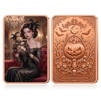 Barre de cuivre fin .999 de 1 OZ, thème sorcière d'Halloween, lingot de cuivre, barre métallique, thème citrouille, objet de collection, souvenir, pièce de monnaie en cuivre de 1 oz