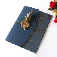 Cartes acryliques transparentes en feuille d'or Vintage les plus chaudes Invitations de mariage de veste en papier de conception minimaliste avec des sceaux de cire