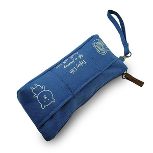 Trousse à crayons bleu foncé en tissu Oxford avec fermeture éclair, grande capacité, pour l'école et le bureau, avec poignée - Product Image 3