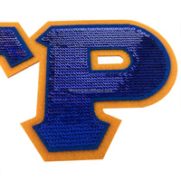 Patch thermocollant en résine sur tissu non tissé, motif lettre grecque SGRho, Sororité Sigma Gamma Rho 1922, bleu roi et or, avec paillettes