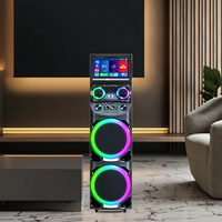 Amplificateur de karaoké OEM 200W RGB LED BT 5.0 avec écran tactile de 15 pouces, microphone intégré et batterie rechargeable pour utilisation en soirée