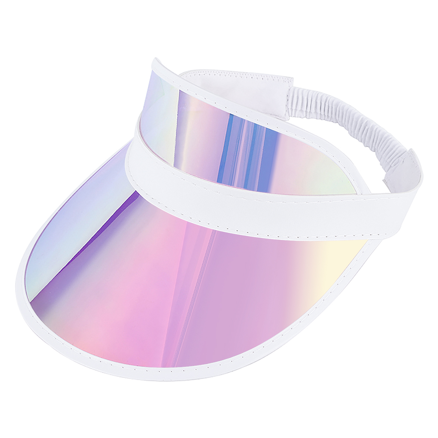 Faux Leather Baseball Cap - Holographic Rainbow Reflective, Adjustable Strapback, Unisex (Silver) - View #7