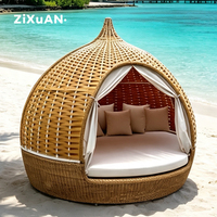 Tempat tidur santai luar ruangan, Balkon taman, tempat tidur bulat, Sofa kolam renang luar ruangan tepi pantai, kursi berbaring