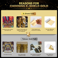 Nouveau produit K-Shield Feuille d'or 9*9 cm Feuilles d'or Papier d'or pour meubles Plafonds Décoration