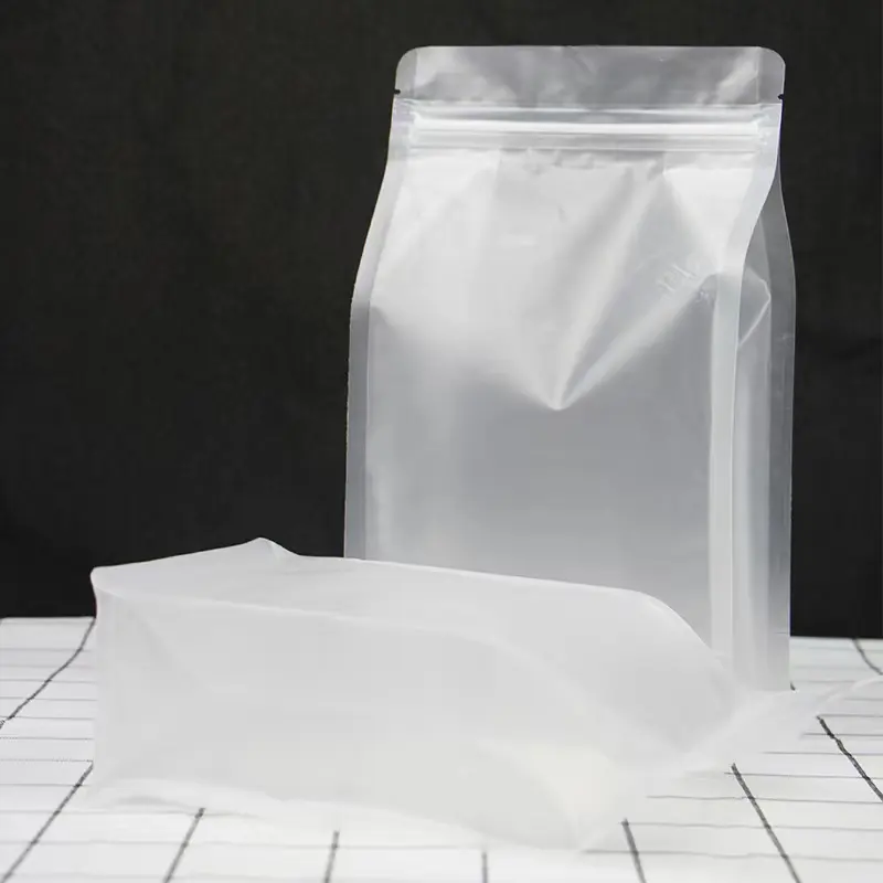 Hot sale Eight side seal Resealable zip lock Transparent Doypack pouch plastic bag With Handle