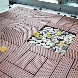 Diferentes Tipos de Baldosas de Madera Compuesta para Exteriores, Baldosas de WPC con Sistema de Enclavamiento, Baldosas Rectas con Diseño de Rayas - Product Image 2