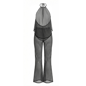 Ensemble pantalon femme Viviblook Y26ST135 – Débardeur dos nu à pois rétro et pantalon évasé transparent – Ensemble décontracté deux pièces - Product Image 6