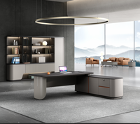Bureau de direction moderne de luxe en forme de L avec table d'appoint, nouveau modèle de mobilier de bureau