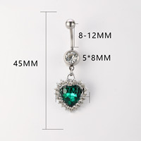 Bague de corps personnalisée de haute qualité pour la vente en gros, nouvelle bague de nombril en acier inoxydable et zircon en forme de cœur pour femme