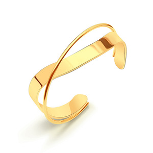 Brazalete cruzado de acero inoxidable chapado en oro de 18 quilates para mujer, joyería de moda, brazalete abierto - Product Image 1