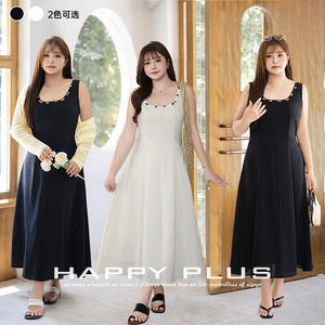 Runqi Plus Size Women's A-Line U-Neck <b>Linen</b> <b>Dress</b> Natural Waist Vintage Solid Color Black <b>Maxi</b> <b>Dress</b> Wide Shoulder Strap - Product Image 2