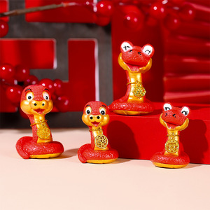 Figuras de serpiente en miniatura de resina, 4 piezas, decoración de Año Nuevo Chino, adorno de escritorio Feng Shui, decoración para sala de estar - Product Image 1