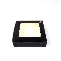 Boîte cadeau noire personnalisée avec fenêtre, emballage de luxe pour gâteau roulé, pour mariage, anniversaire, dessert, cadeau