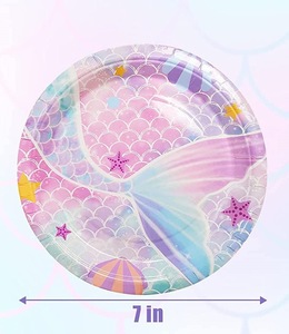 Ensemble de vaisselle jetable sur le thème de la sirène DAMAI, vaisselle de fête d'anniversaire pour filles, décorations de table - Product Image 4