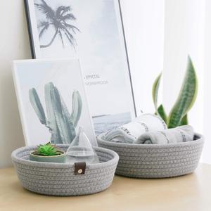 Set of 3 Cotton Rope Nesting Bowls Cute Closet <strong>Baskets</strong> and Bins for Shelves Mini <strong>Table</strong> <strong>Basket</strong> Organizer - Product Image 2
