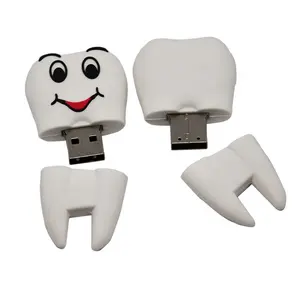 Özel Gerçek kapasite beyaz diş şekli hediye usb anahtarlık, Kauçuk Diş usb flash sürücü, yumuşak Pvc Diş Şekilli Usb sopa