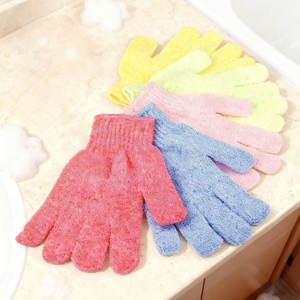 100% Nylon dos peau exfoliant gant de bain corps peau gommage gant de douche avec <span class=keywords><strong>boucle</strong></span> de suspension Double face peau morte enlèvement gant - Product Image 4