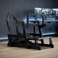 Cockpit de simulation de course en aluminium complet avec siège, support d'écran et simulateur de mouvement pour la conduite de simulation de course