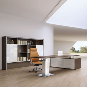 Desain Modern Boss Furnitur Kantor Mewah Bermotor Pintar Tinggi Dapat Disesuaikan Bentuk L Meja Kantor Eksekutif Teknologi Tinggi - Product Image 5