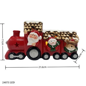 Handmade European Style Small Ceramic <b>Christmas</b> Train with LED Lights <b>Christmas</b> Holiday Decor Indoor Use - Product Image 3