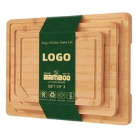 Ensemble de 3 planches à découper en bambou avec rainure profonde pour le jus, idéal pour la cuisine et le service