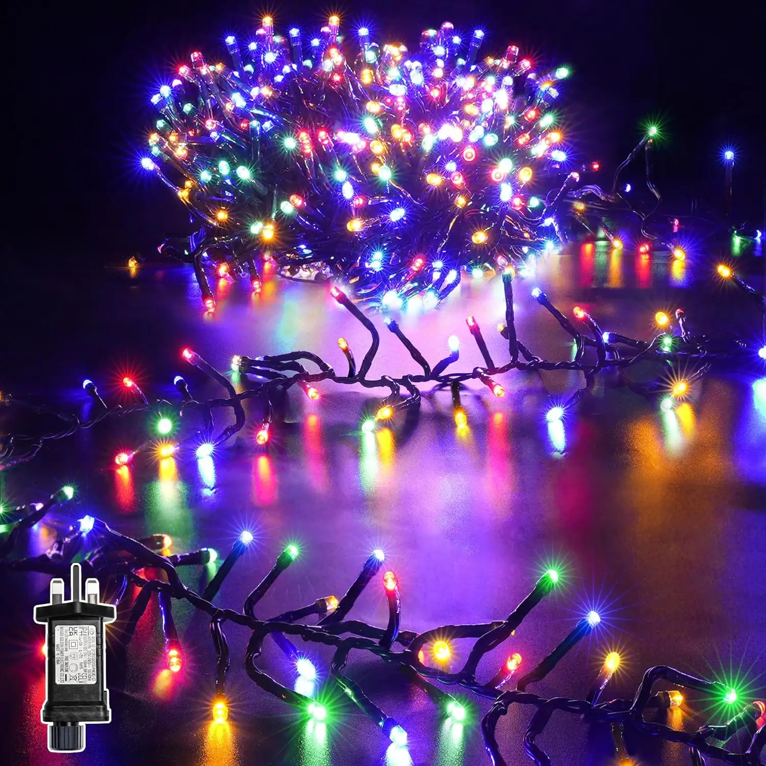 Açık tatil ağacı dekorasyon su geçirmez 480L renkli led peri dize firedecoration küme ışıkları