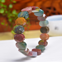 Bracelet en Jaspe Océanique Naturel UJBOX en Gros, Bracelet Perlé Facetté, Bijou en Pierre Énergétique de Guérison de Madagascar pour Femme