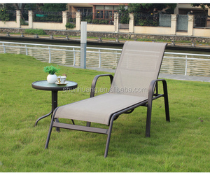 Arden-<span class=keywords><strong>tumbona</strong></span> de tela negra con marco de aluminio, muebles de playa - Product Image 4