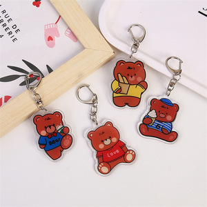 NASNAK Spot Wholesale Acrylic Double-Sided Transparent Ins Soft Cute Cartoon Bear UV Printed Key Chain Decorative - Product Image 3