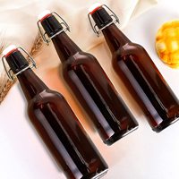 Bouteille de bière en verre ambre, avec bouchon en caoutchouc hermétique, pour brassage à domicile, 15 ml, 16 oz