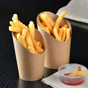 Disposable Take-out Party Baking Waffle Paper Popcorn Boxes French Fries Holder Cups Kraft Paper Cups Holder