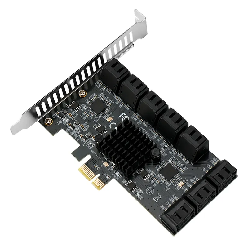 Riser PCIE Adapter SATA PCI-E 16 Port, Pengontrol SATA PCI Express X1 Ke SATA 3.0 6Gbps Kartu Ekspansi Tingkat Antarmuka