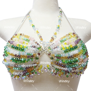 Latest Fashion <strong>Strap</strong> Multilayer Sexy Bodycon Chain <strong>Diamante</strong> Back Beaded Top Glass Crystal Stone Vest <strong>Bras</strong> - Product Image 3