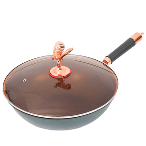 Verde de alta calidad <span class=keywords><strong>Camping</strong></span> cocina multiusos de hierro fundido antiadherente Pan <span class=keywords><strong>Wok</strong></span> chino - Product Image 2