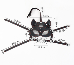 Masque de renard en cuir réglable avec gag buccal et morsure en silicone, cagoule BDSM, jouet sexuel pour adultes, dispositif de retenue - Product Image 5